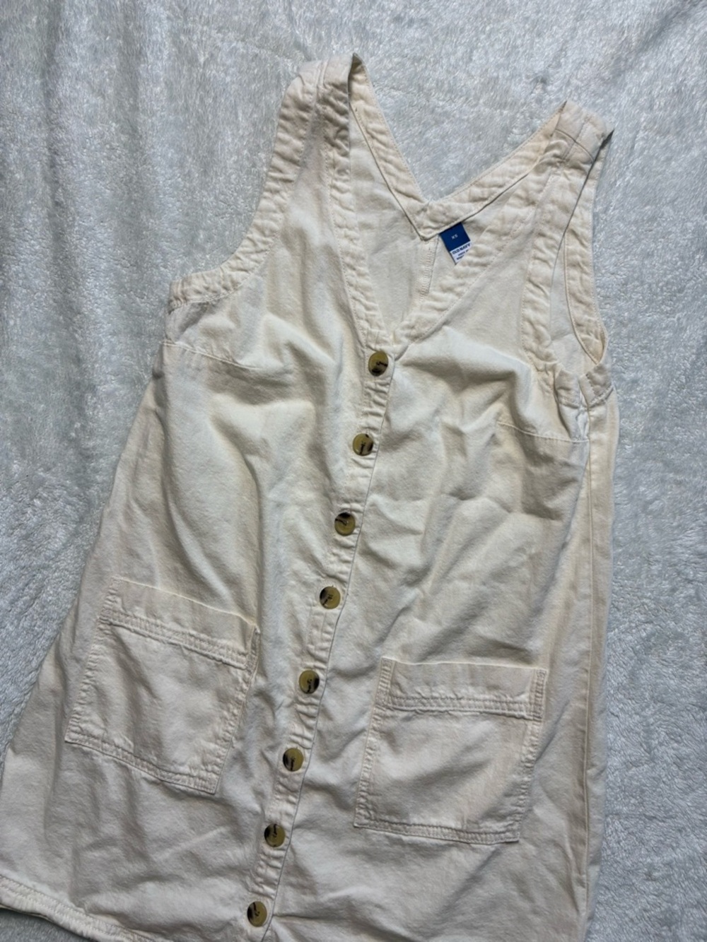 Old Navy Cream Button-Front V-Neck Tank Dress - Picture 2 of 3